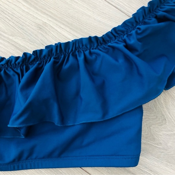 Bleu Rod Beattie Off the Shoulder Ruffle Flounce Bikini Top Navy Blue 6 - Picture 3 of 5